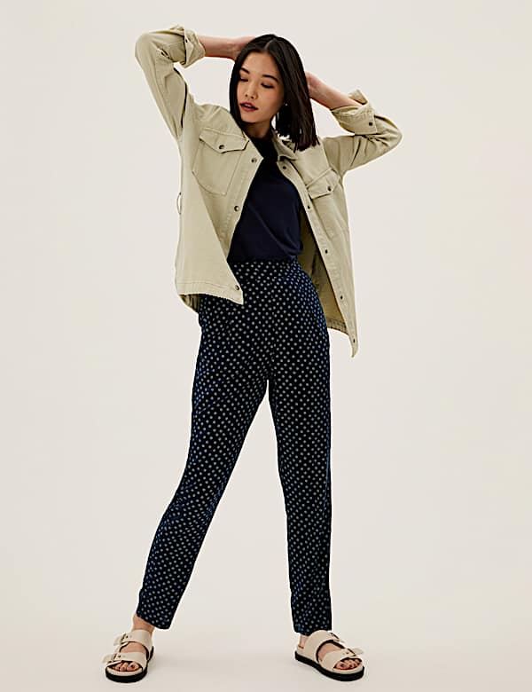 Printed Tapered Ankle Grazer Trousers