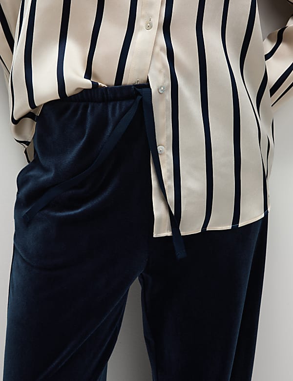 Velour Drawstring Wide Leg Trousers - FR