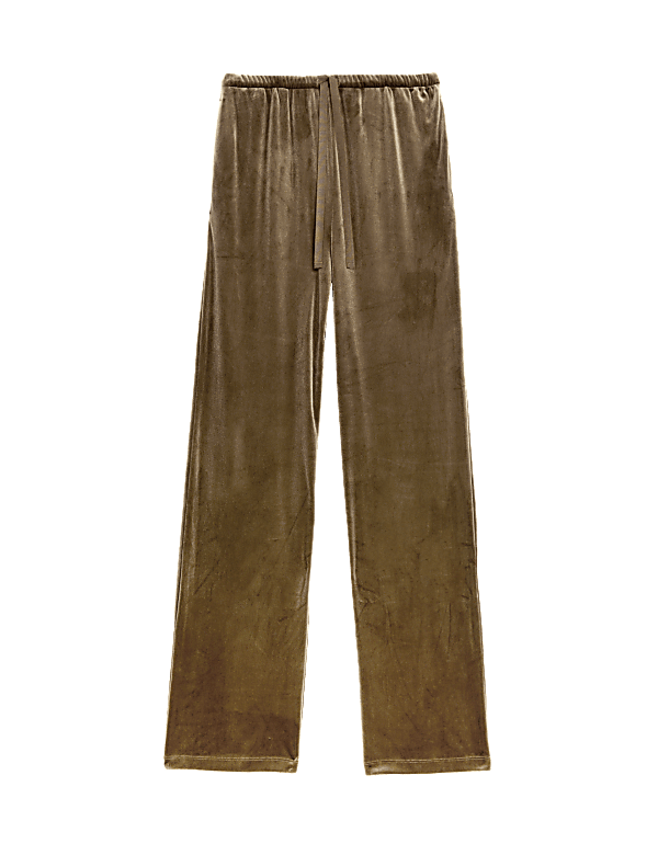 Velour Drawstring Wide Leg Trousers
