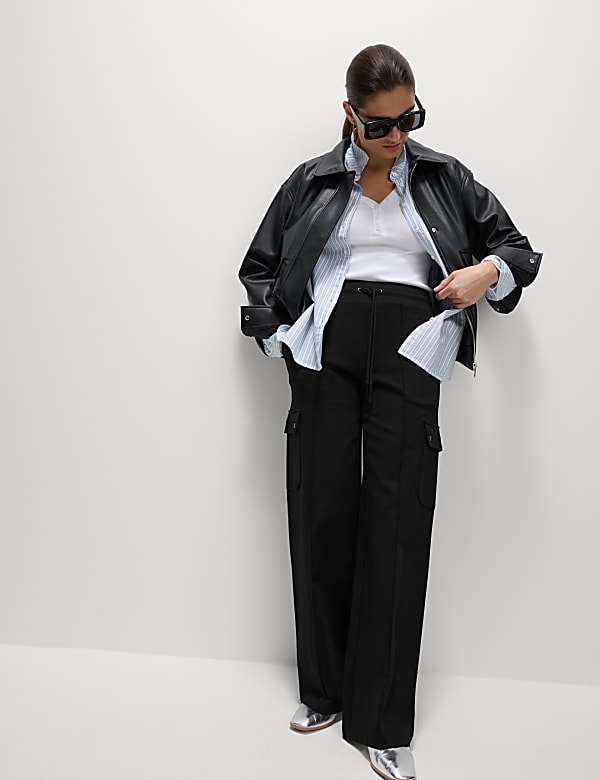 Ponte Utility Wide Leg Trousers