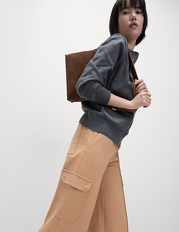 Ponte Utility Wide Leg Trousers