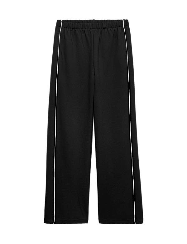 Ponte Side Stripe Drawstring Wide Leg Joggers