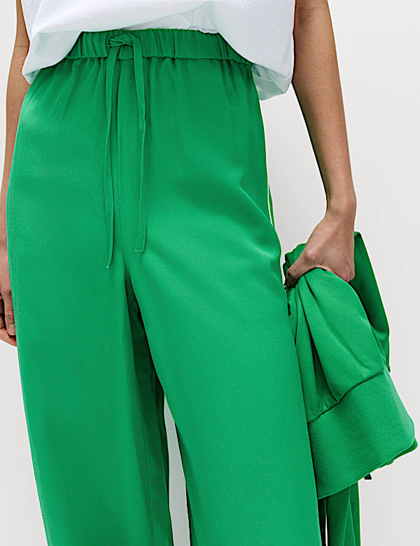 Side Stripe Wide Leg Trousers with Linen - BN