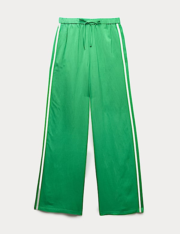 Side Stripe Wide Leg Trousers with Linen - BN