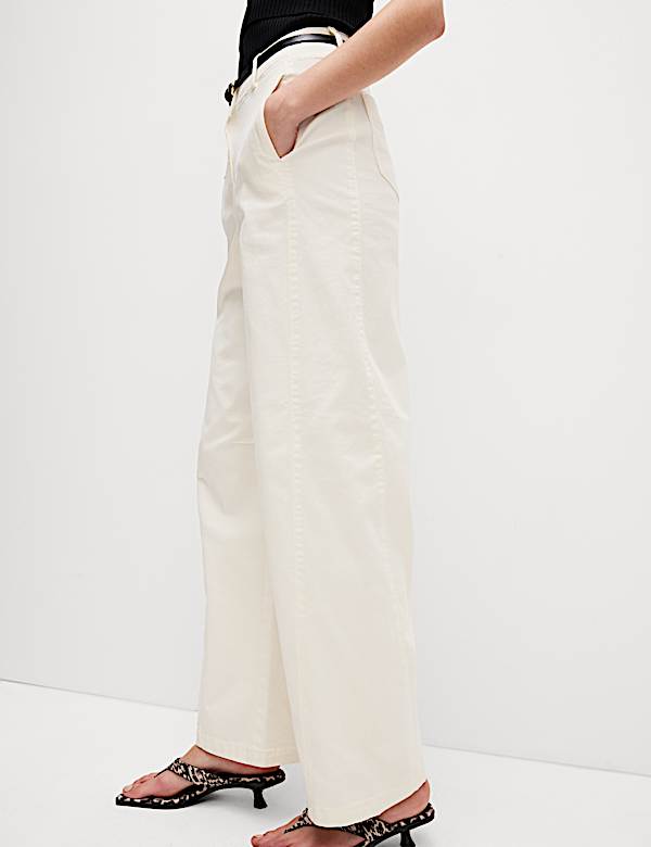 Clean Cotton Rich Carrot Leg Trousers - AU