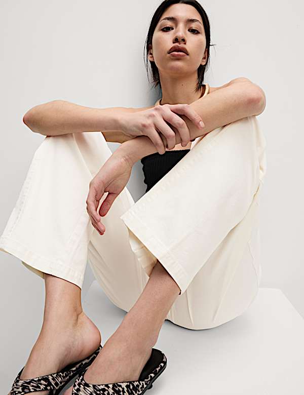 Clean Cotton Rich Carrot Leg Trousers - AT