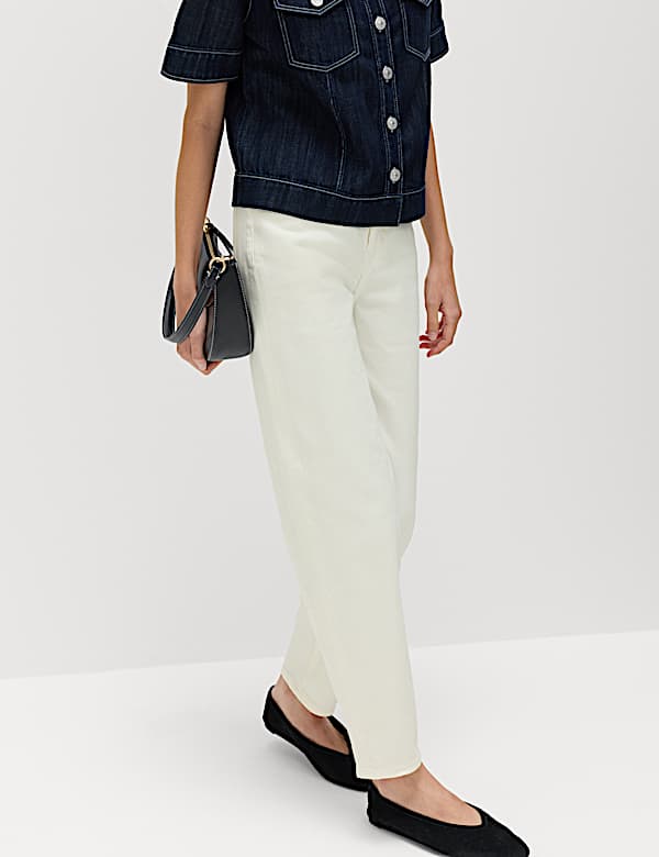 Mom High Waisted Ankle Grazer Jeans