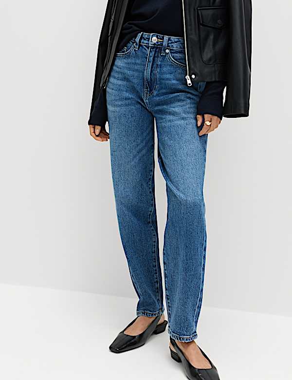 ג'ינס בגזרת מאם באורך הקרסול עם מותניים גבוהים - IL