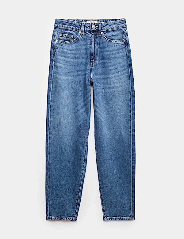 ג'ינס בגזרת מאם באורך הקרסול עם מותניים גבוהים - IL