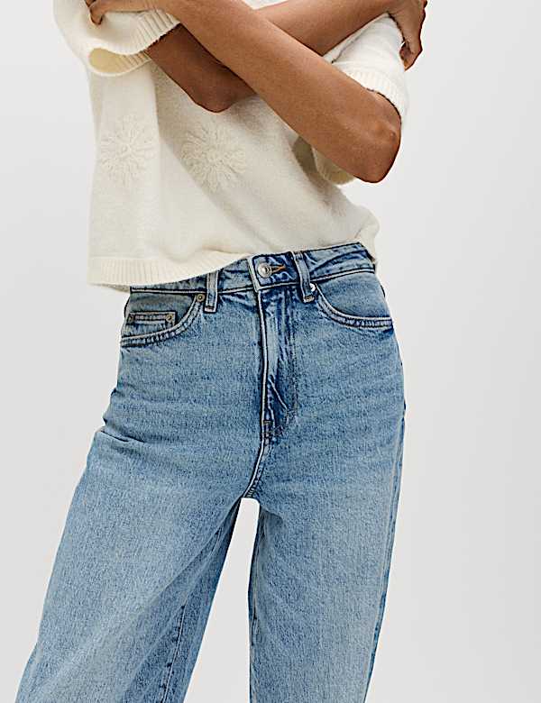 Mom High Waisted Ankle Grazer Jeans