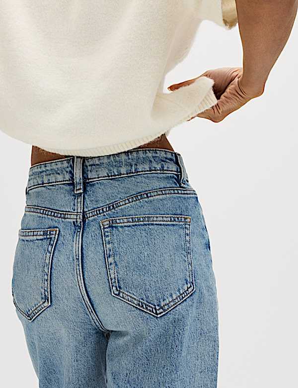 Mom High Waisted Ankle Grazer Jeans