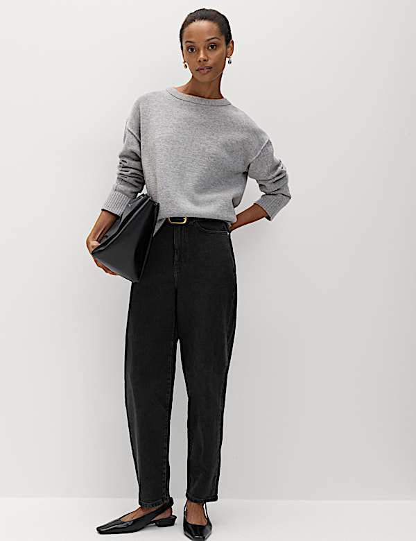 Mom High Waisted Ankle Grazer Jeans