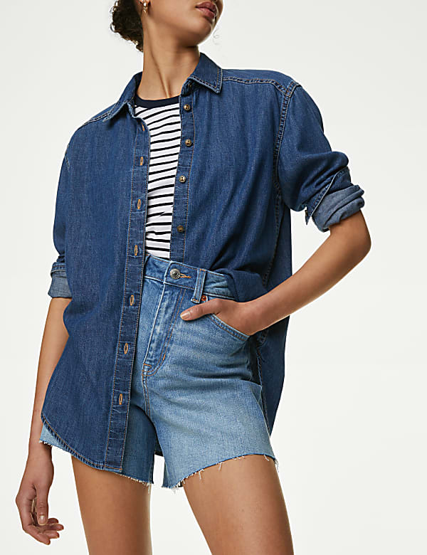 Denim High Waisted Mom Shorts