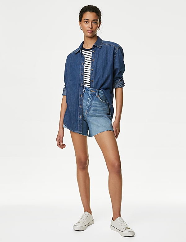 Denim High Waisted Mom Shorts