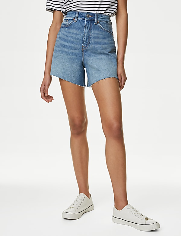 Denim High Waisted Mom Shorts