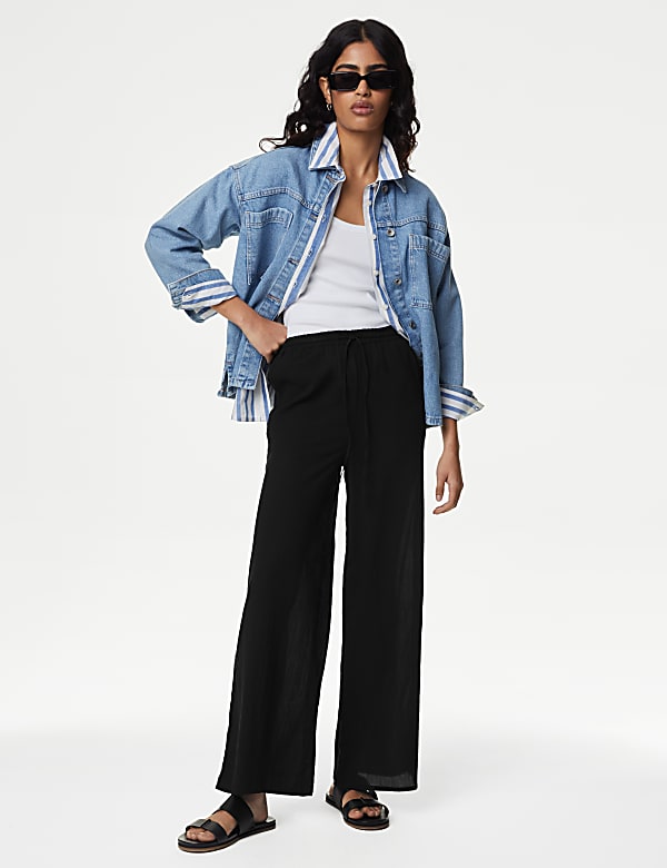 Pure Cotton Wide Leg Trousers