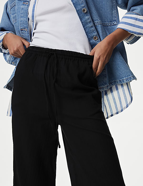 Pure Cotton Wide Leg Trousers