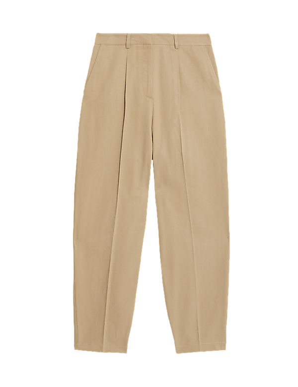 Cotton Blend Pleated Chinos