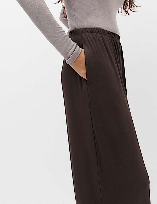 High Waisted Wide Leg Palazzo Trousers - CN