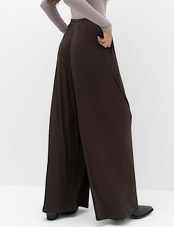 High Waisted Wide Leg Palazzo Trousers - CN