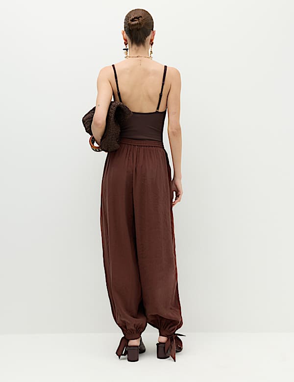Tie Hem Drawstring Balloon Trousers - MX