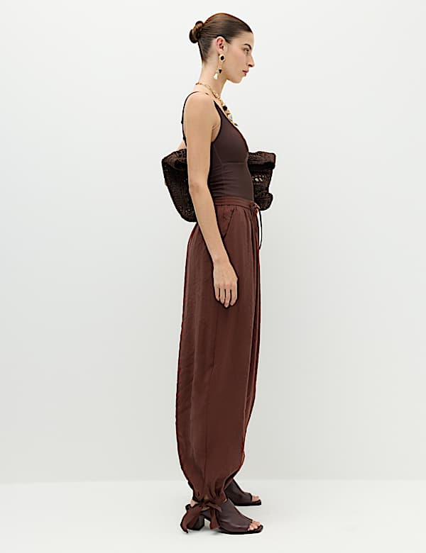 Tie Hem Drawstring Balloon Trousers - MX