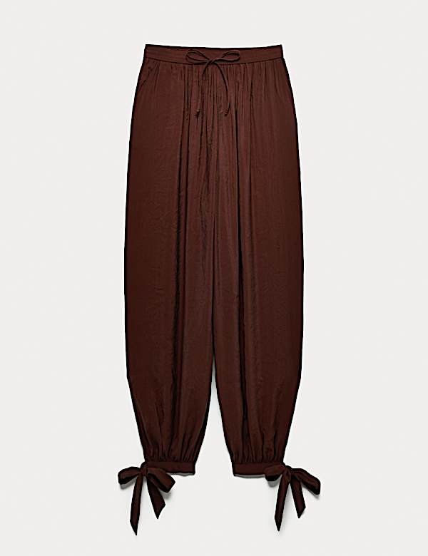 Tie Hem Drawstring Balloon Trousers - MX