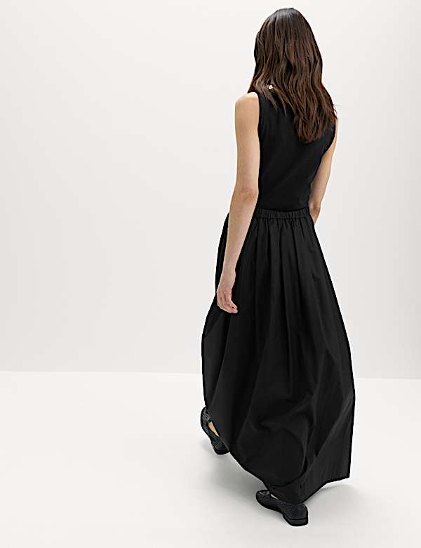 Falda maxi 100% algod&oacute;n plisada - ES
