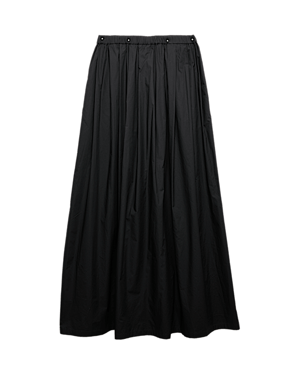Pure Cotton Pleated Maxi Skirt