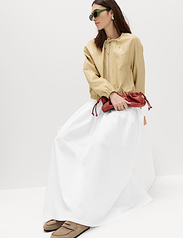 Pure Cotton Pleated Maxi Skirt