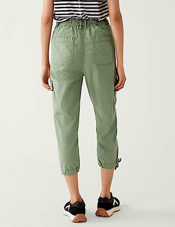 Lyocell Rich Cargo Cropped Trousers - FR