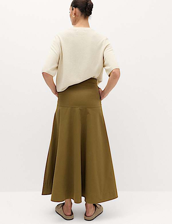 Jupe longue 100 % coton &agrave; taille basse - BE