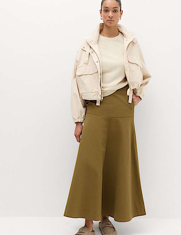 Jupe longue 100 % coton &agrave; taille basse - BE