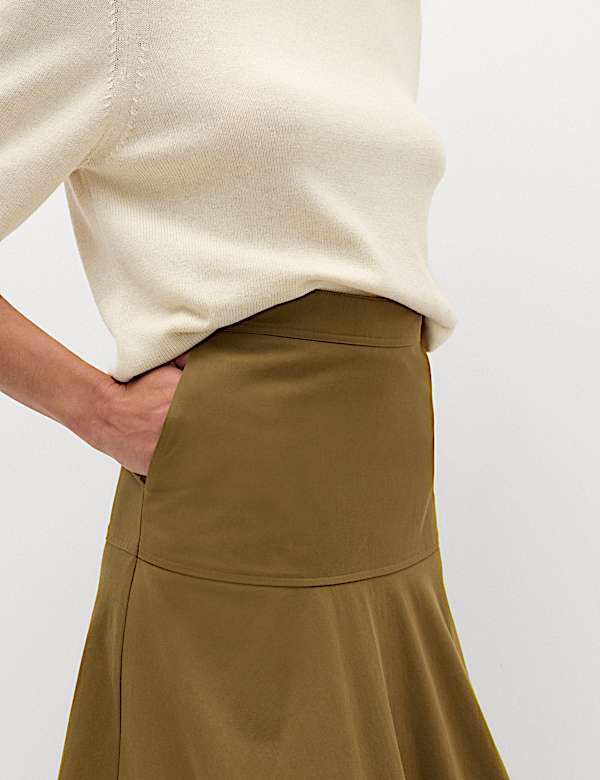 Jupe longue 100 % coton &agrave; taille basse - BE