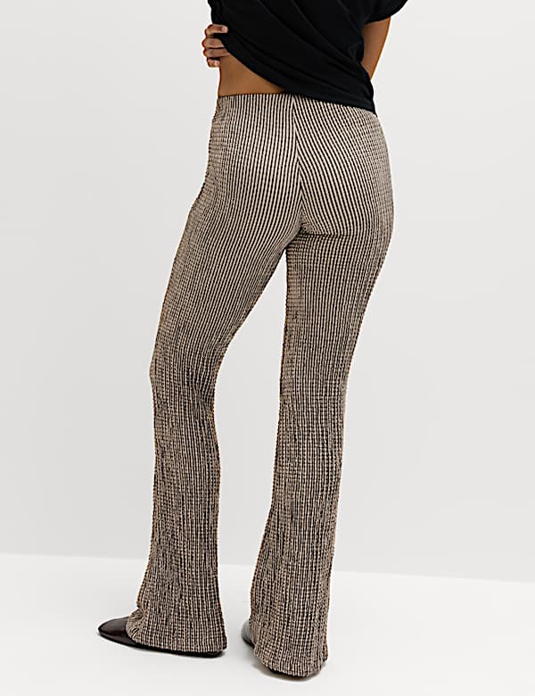 Textured Striped Flared Trousers - ES