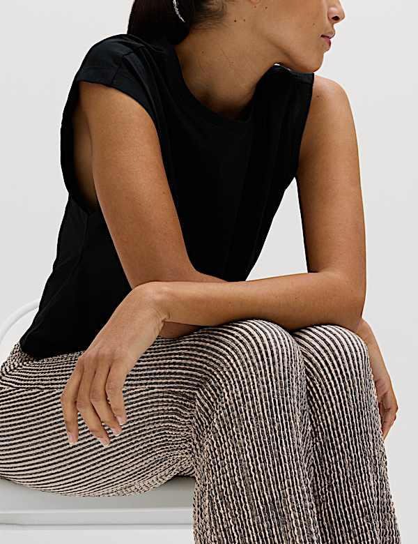 Textured Striped Flared Trousers - ES