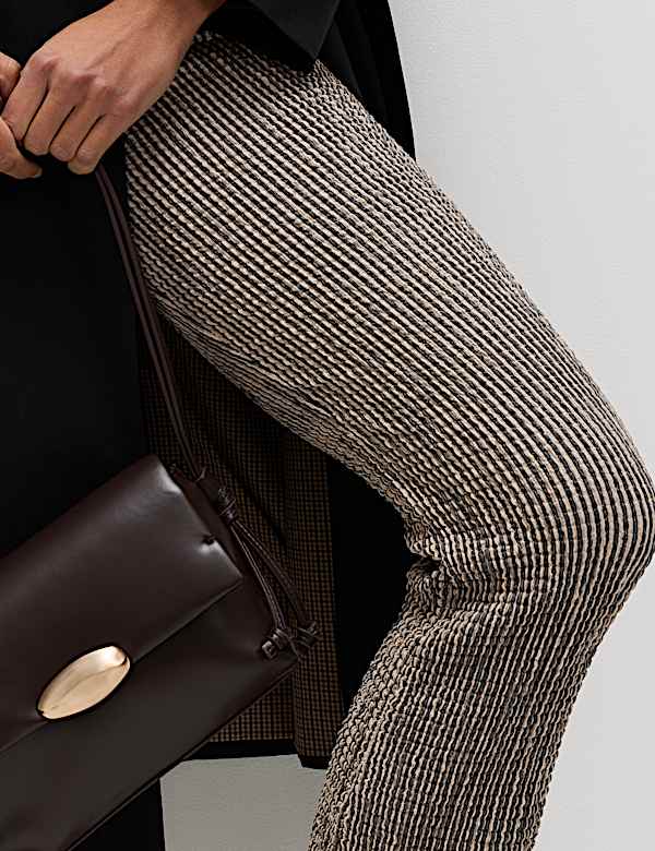 Textured Striped Flared Trousers - ES