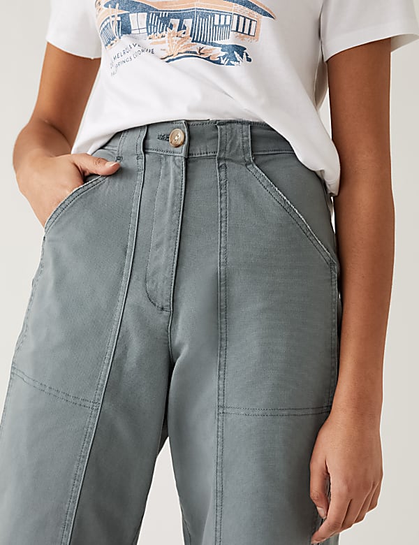 Cotton Rich Relaxed Straight Trousers