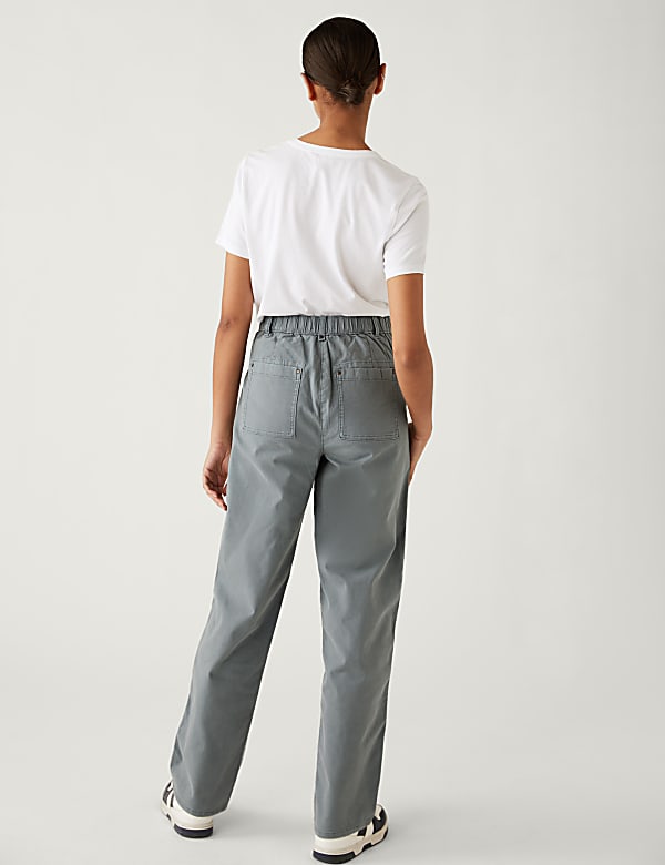 Cotton Rich Relaxed Straight Trousers