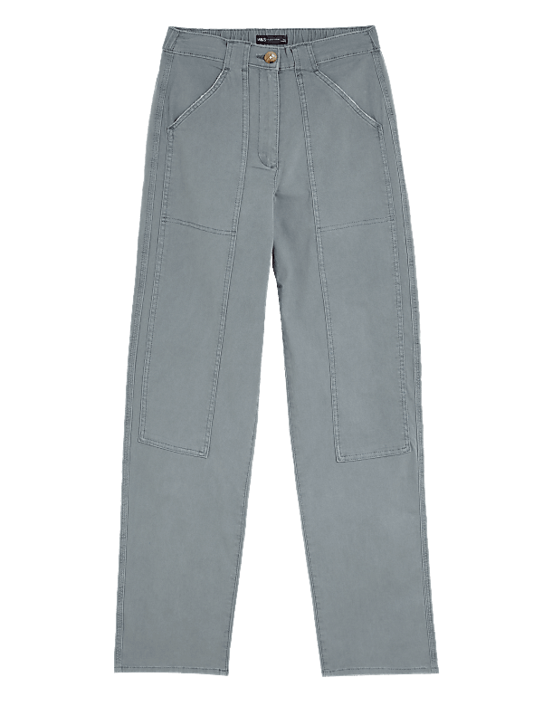 Cotton Rich Relaxed Straight Trousers