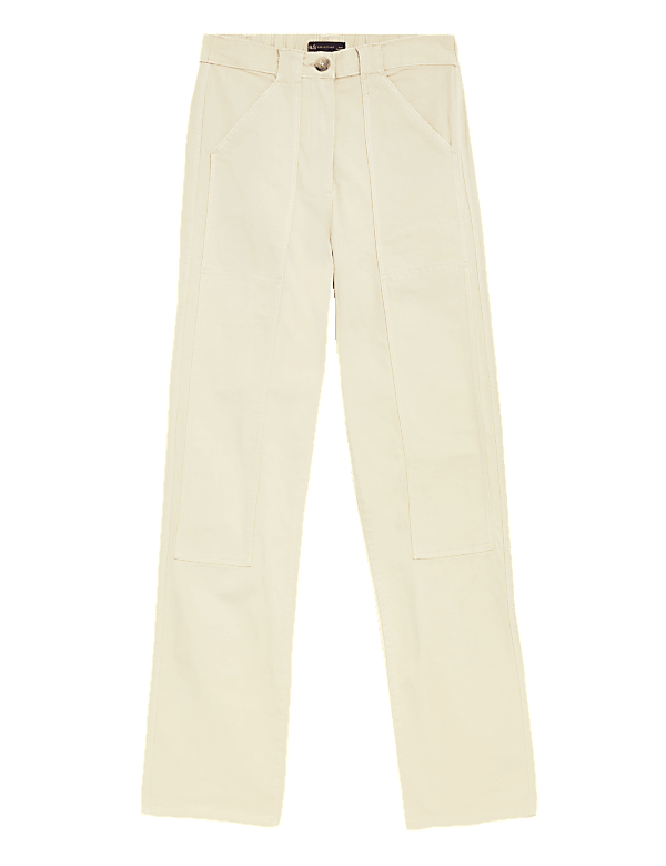 Cotton Rich Relaxed Straight Trousers