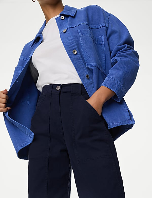 Cotton Rich Relaxed Straight Trousers