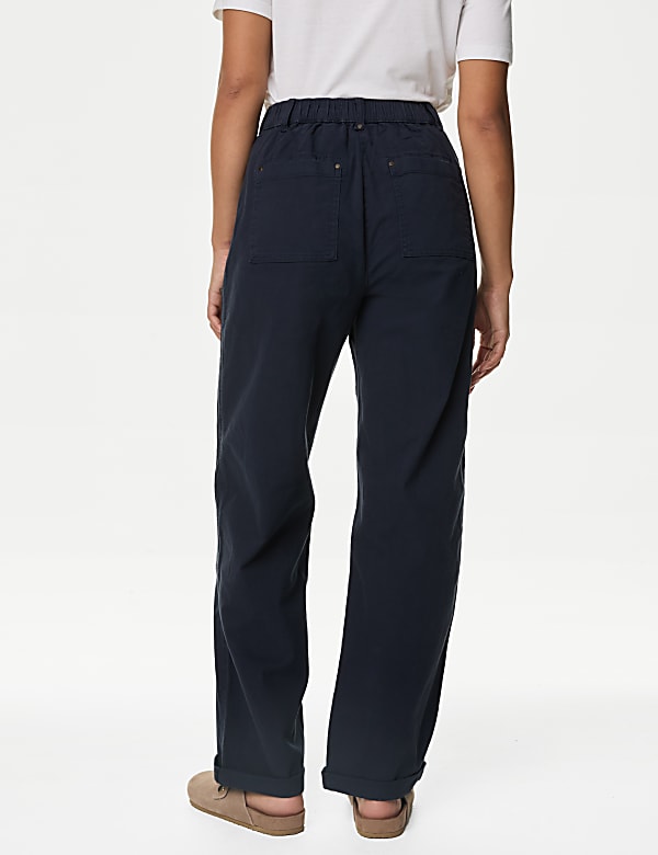 Cotton Rich Relaxed Straight Trousers