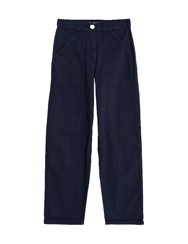 Cotton Rich Relaxed Straight Trousers