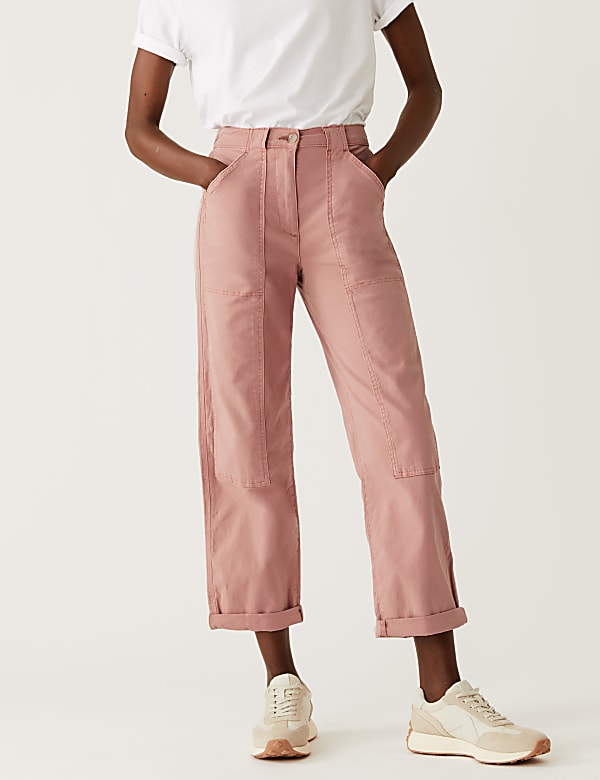 Cotton Rich Relaxed Straight Trousers