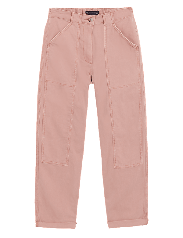 Cotton Rich Relaxed Straight Trousers