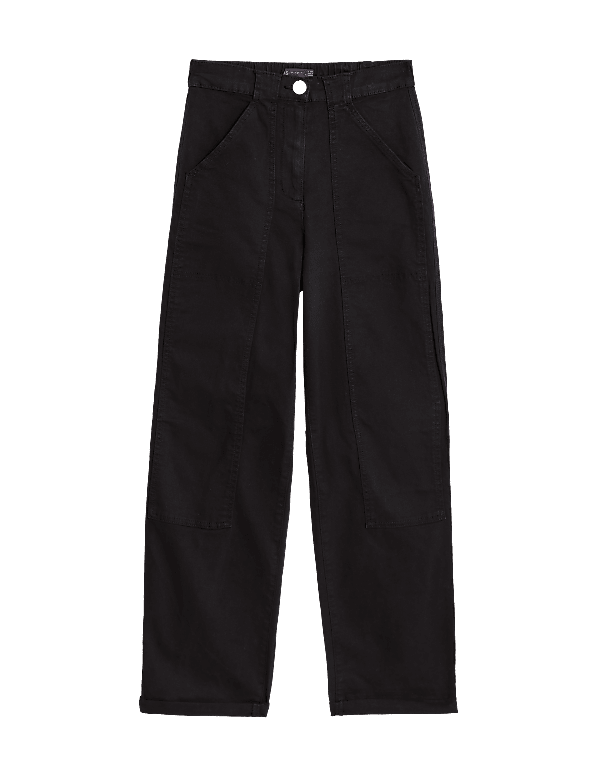 Cotton Rich Relaxed Straight Trousers