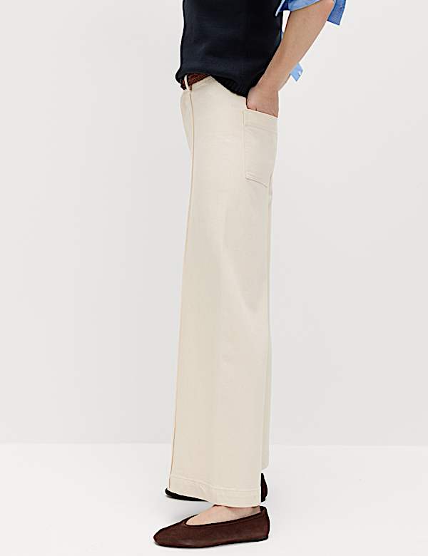 Pintuck Wide Leg Ankle Grazer Jeans