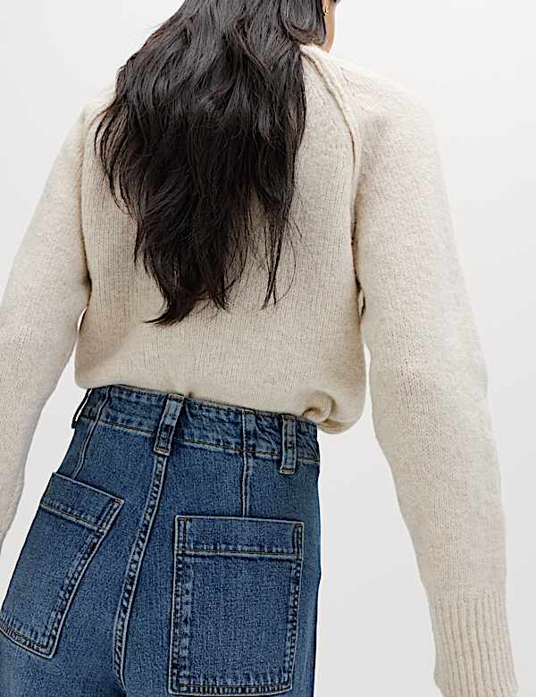 Pintuck Wide Leg Ankle Grazer Jeans