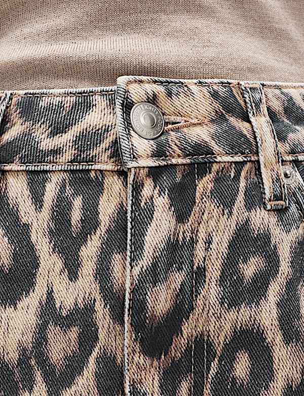 Jeans barrel de talle medio con estampado de animales - US